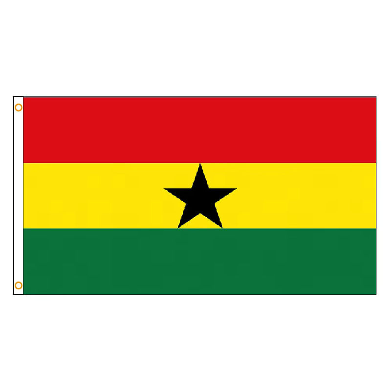 Ghana-Flagge aus Textil in Mehrfarbig mit Sternen, B/H: 150 x 90 cm - Bild 2