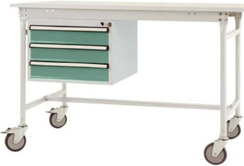Manuflex Mobiler Gehäuse-Unterbau ZB4632.0001 mit 3 Schubfächern in Graugrün für Tischtiefe 800 mm - Bild 1