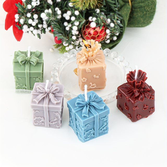 Silikonform für quadratische 3D Geschenkboxen zur DIY Herstellung von Aromatherapie Kerzen aus Wachs oder Gips, Mehrfarbig - Bild 1