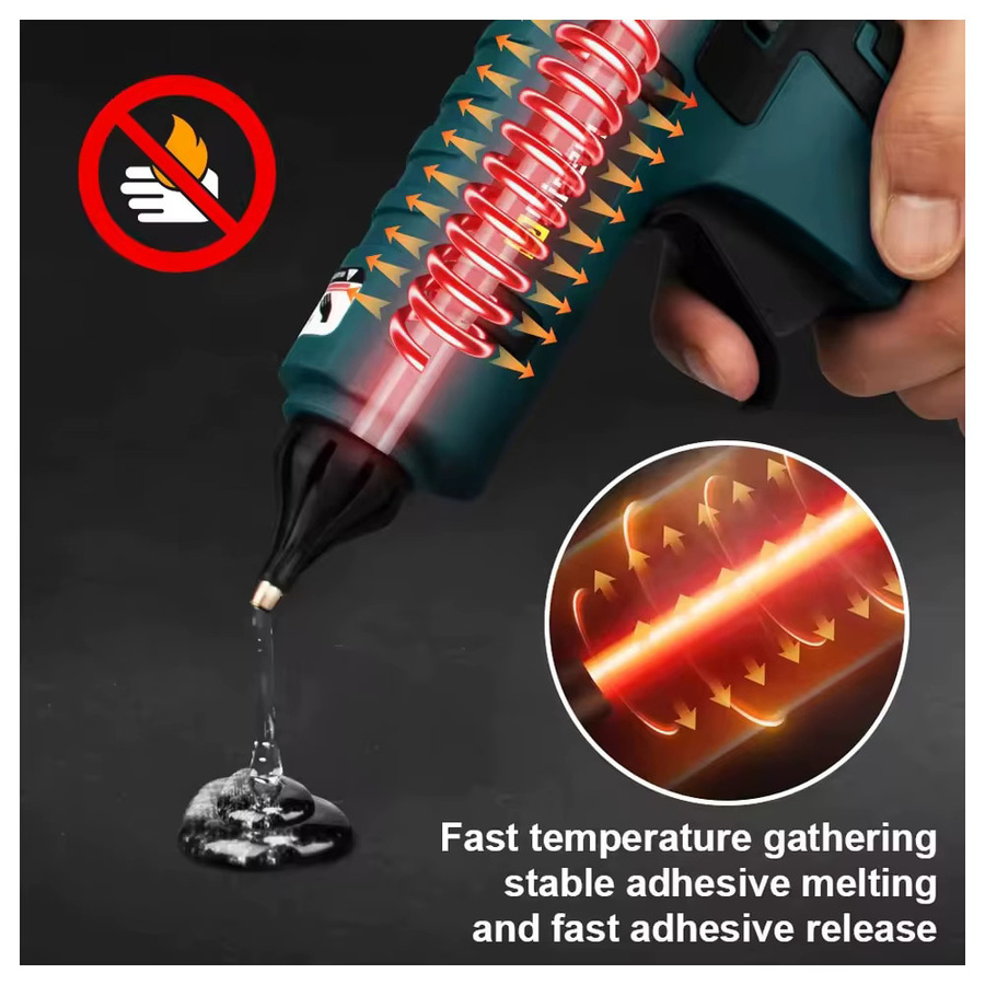 TKKEACE Heißklebepistole 100W Hochtemperatur Elektro-Mini-Klebepistole für Makita-Akkus mit 11mm Klebesticks - Bild 6