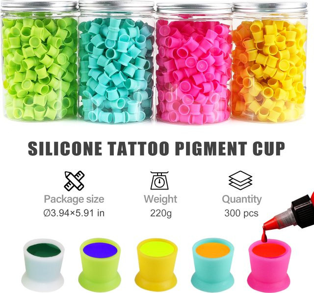 JUN.M Einweg-Tattoo-Tintenbecher aus Silikon, 300 Stück - Bild 1