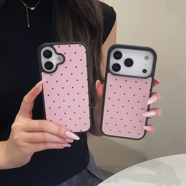 Stoßfeste Schutzhülle DecoPhone mit Sternen-Design in Rosa für iPhone 17, 16, 15, 14 und 13 Pro Max - Bild 1