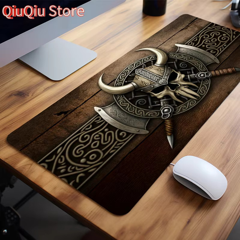 Potdemiel Viking Norse Skull XXL Gaming-Mauspad mit genähten Kanten und rutschfester Unterseite - Bild 2