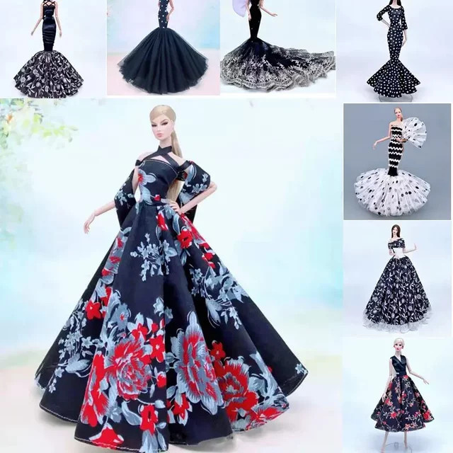 qichangsheng Puppen Zubehör schwarzes Prinzessin Party Abendkleid - Bild 1