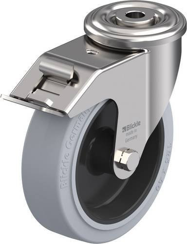 Blickle Lenkrolle LEXR-POEV 125G-FI-SG mit Feststeller, Edelstahl, Schwarz/Grau, Rad-Durchmesser: 125 mm, Tragfähigkeit: 150 kg - Bild 1
