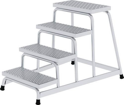 MUNK Günzburger Steigtechnik Arbeitspodest R 13 aus Aluminium in Silber mit 4 Stufen und einer maximalen Arbeitshöhe von 2,8 m, Trittfläche Breite: 55 cm, Tiefe: 30 cm - Bild 1
