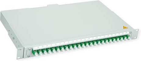 TELEGÄRTNER BASIS V LWL-Panel mit Kupplungen und Pigtails, 24x E2000, OS2, Farbe: grün/silber - Bild 1
