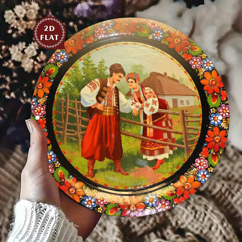 Potdemiel Vintage Metallwandkunstschild Ukrainisches traditionelles Kostüm aus Aluminium, Breite: 20 cm, Höhe: 20 cm, Tiefe: 20 cm - Bild 2