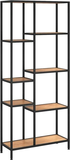 vidaXL Bücherregal im Industrial Design aus Stahl und Holzwerkstoff, Hellbraun und Schwarz, B/T/H: 80 x 30 x 180 cm - Bild 1