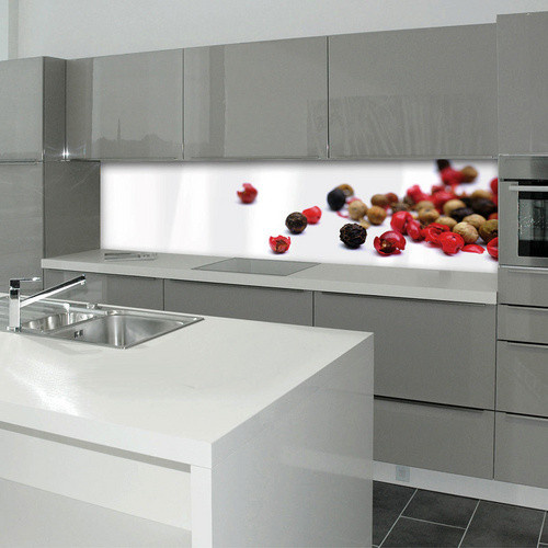 mySPOTTI Küchenrückwand Pfeffer aus Aluminiumverbund in Weiß und Multicolour, Breite: 60,0 cm, Höhe: 220,0 cm - Bild 1