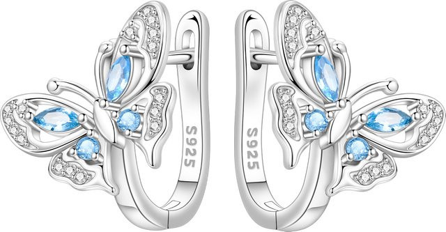 CYCUFF Creolen, 925 Silber, Schmetterling, Blau, Damen - Bild 1