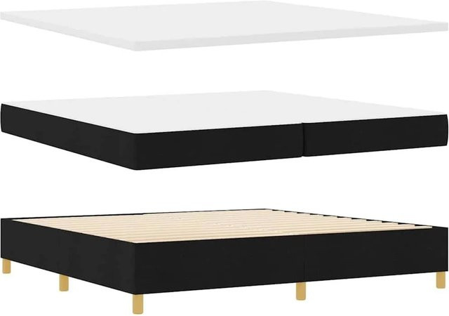 vidaXL Boxspringbett mit Matratze und Taschenfederkern in Schwarz und Gold, B/T/H: 200 x 200 x 280 cm - Bild 1