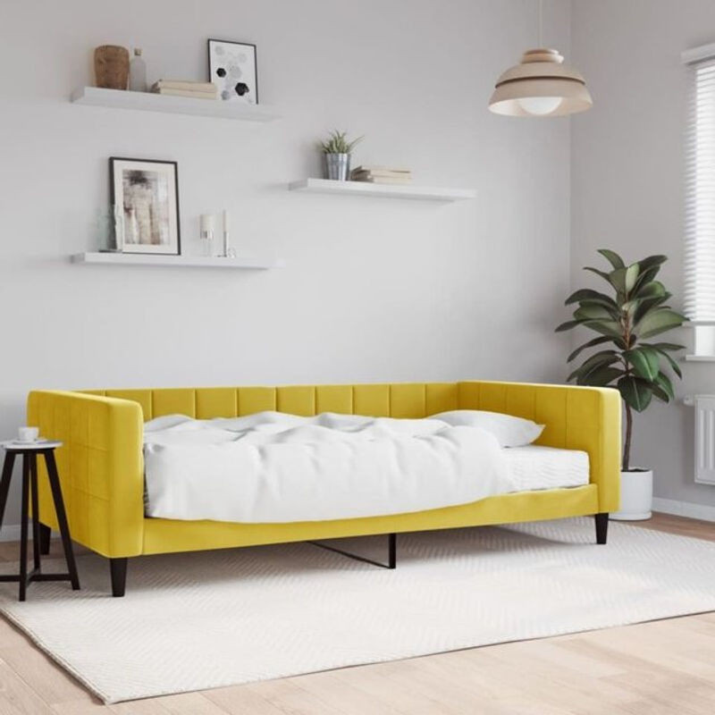 Modernes Polsterbett Tagesbett mit Matratze von vidaxl aus Samt und Metall in Gelb B/T/H: 200 x 100 x 68 cm - Bild 1
