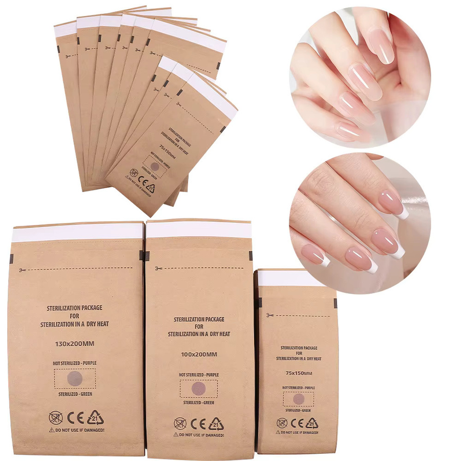 Sterilisationsbeutel aus braunem Kraftpapier mit Druckverschluss für Maniküre und trockene Hitze - Bild 2