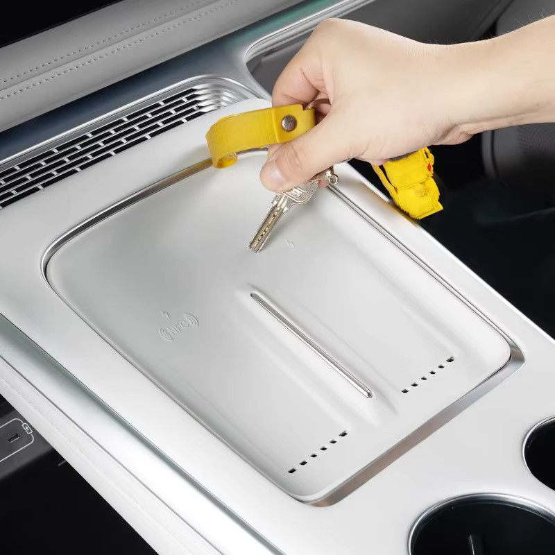 SHUN SOON Silikon Pad für Xpeng G9 Wireless Charging Panel, staubdicht und rutschfest, Farben: Grau oder Weiß - Bild 3
