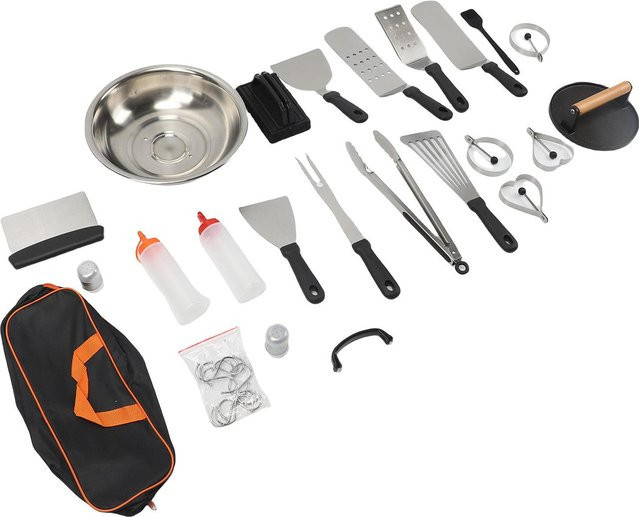 Aimo Griddle Zubehörset aus Edelstahl in Silber für professionelles Grillen und BBQ mit Pfannenwender und Bratdeckel - Bild 1