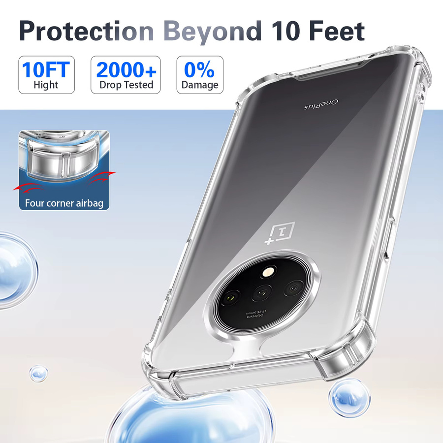 OnePlus 7T Silikon Bumper Handyhülle mit Airbag-Schutz und klarer Rückseite für HD1903, HD1901 und HD1905, Transparent - Bild 2