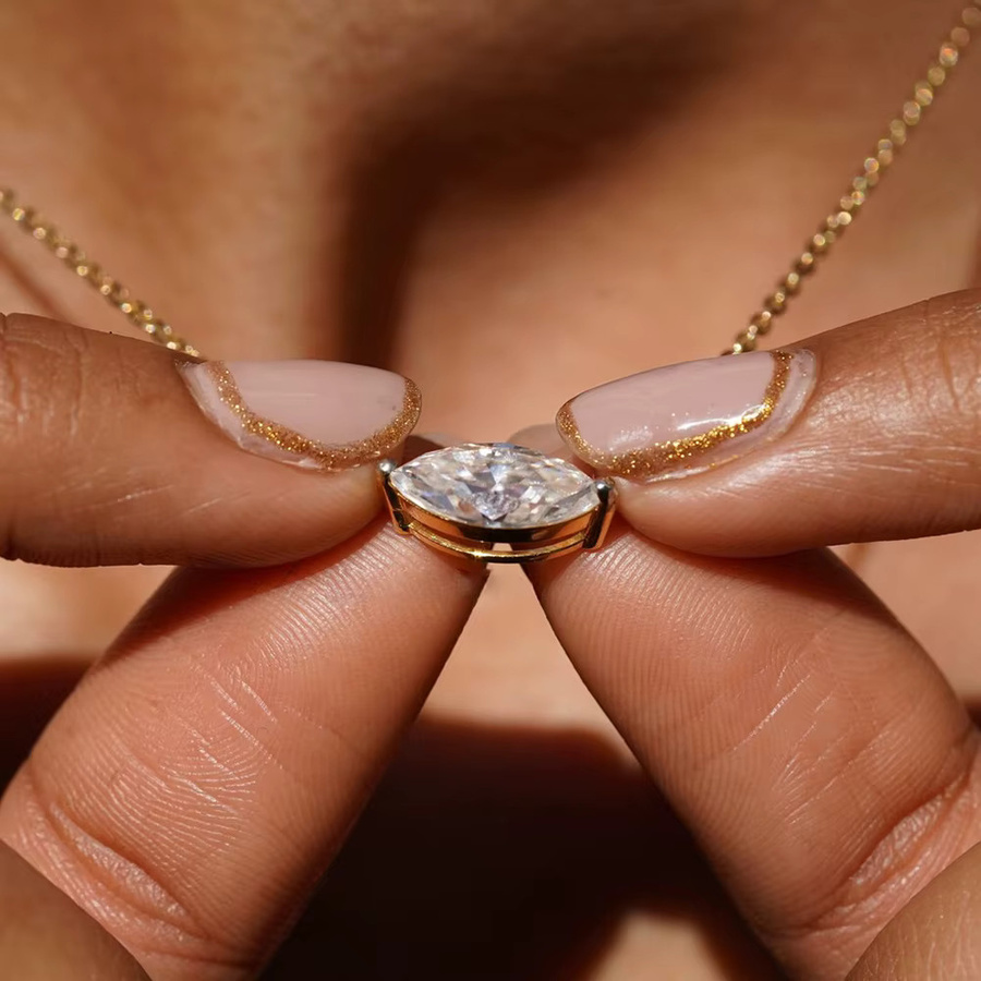 KUTPF Halskette, 925 Silber vergoldet, Moissanit-Diamant, Damen - Bild 2