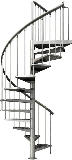 Dolle Außenspindeltreppe Gardenspin aus Stahl in Silber, Durchmesser: 155 cm, Höhe: 376 cm - Bild 1