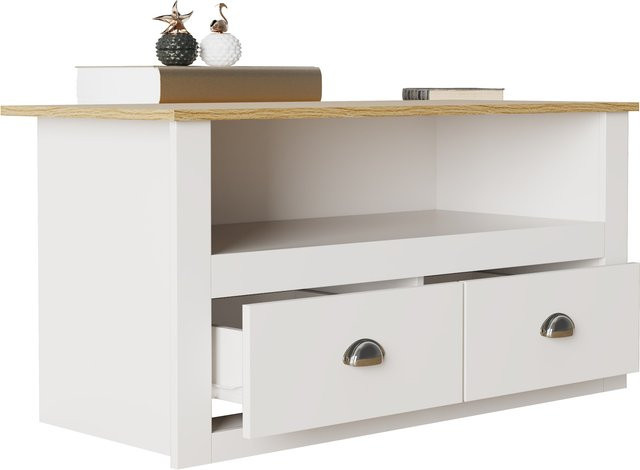 VCM Lowboard Balusa Fernsehregal im Retro-Design, Weiß, H: 54 cm, B: 99 cm, T: 44 cm - Bild 1