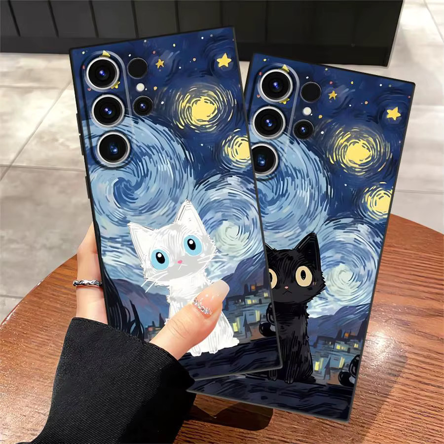 Weiche Handyhülle mit Katzen-Kunst-Design für Samsung Galaxy S20 S21 S23 S24 S25 S26 Ultra und weitere Modelle, Multicolour - Bild 1