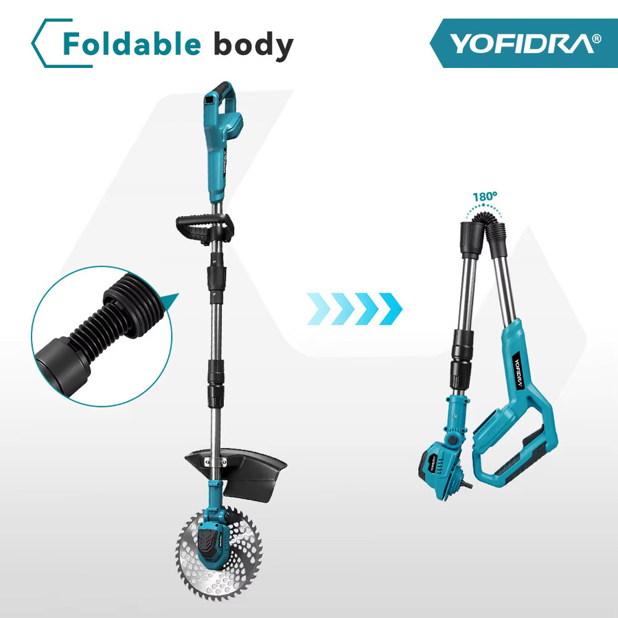 Yofidra Bürstenloser 9-Zoll-Elektro-Rasenmäher und kabelloser Rasentrimmer mit Teleskopstange für Makita 21V Akku - Bild 4