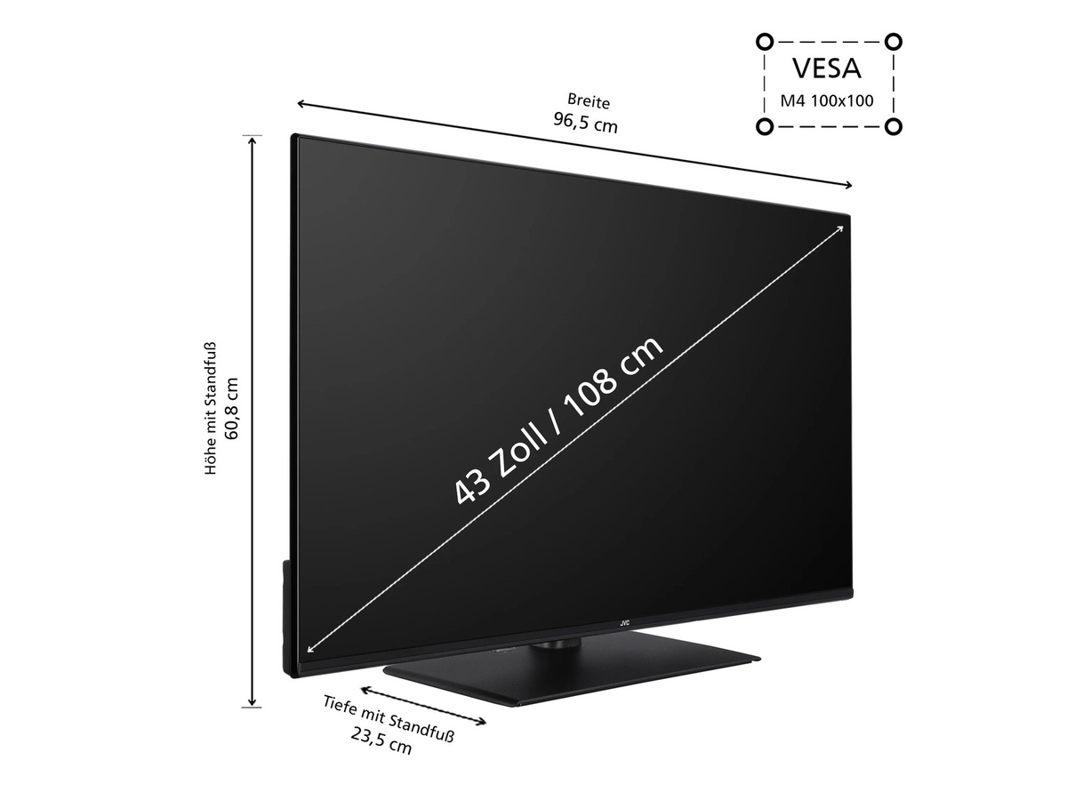 JVC QLED Smart TV LT-VUQ3455 4K UHD TiVo Fernseher, 43 Zoll, Schwarz - Bild 3