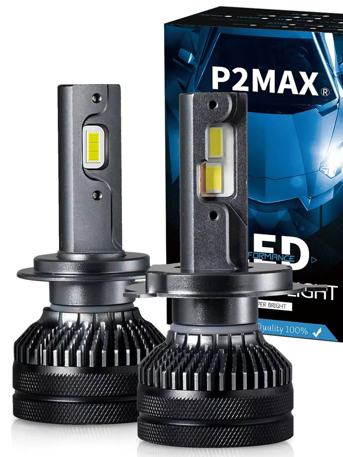 P2MAX K6C LED Autolampen Set in Silber, leistungsstarke Scheinwerferlichter für H1 H4 H7 H8 H11 9005 9006 9012 HB3 HB4 HIR2 880 H27, 110 W, 2 Stück - Bild 5