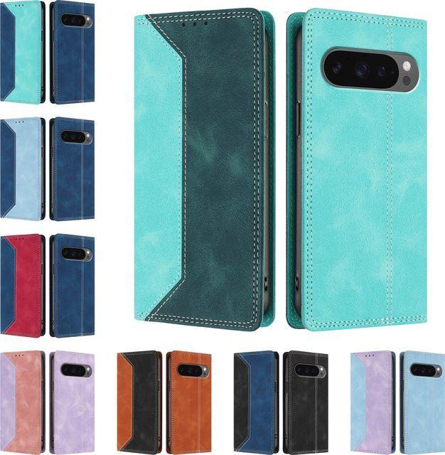 Magnetische Leder-Brieftaschenhülle für Google Pixel 10 9 9A 8 8A 7 7A 6 6A 5 5A 4A 5G Pro XL, Stoßfeste Flip-Telefonabdeckung mit RFID-Schutz, Farbe: Pink - Bild 1