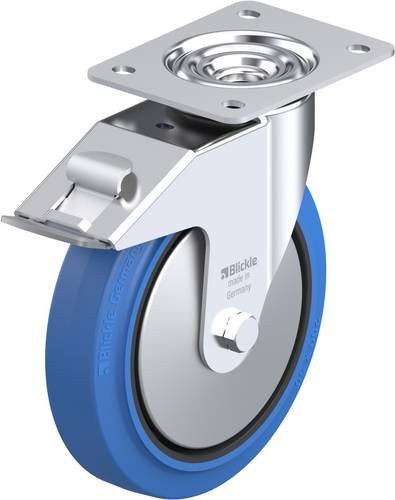 Blickle Lenkrolle LE-POEV 200KA-FI-SB-FA mit Feststeller, Rad-Durchmesser: 20 cm, Tragfähigkeit: 300 kg, blau/schwarz - Bild 1
