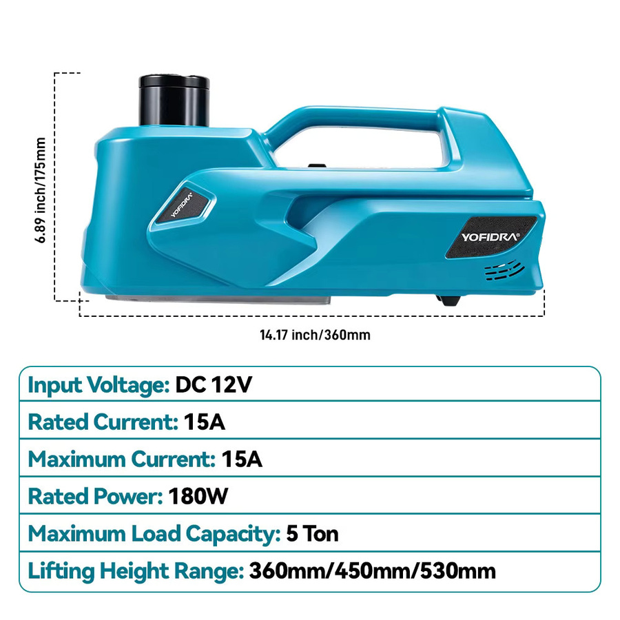 YOFIDRA Elektrischer Wagenheber 180W mit hydraulischem Fahrzeuglift und Kompressor in Blau - Bild 6