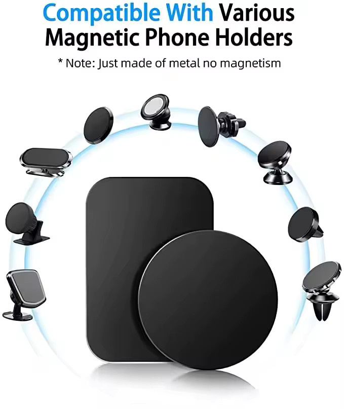 20er Set Magnetische Metallplatten für Auto-Telefonhalterungen, universelle Eisenplatten als Aufkleber für Handyhalter, Farben: Silber und Schwarz, Maße: 30 x 30 mm, 40 x 40 mm und 45 x 65 mm - Bild 4