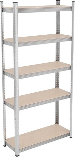 Relaxdays Schwerlastregal aus Stahl und MDF in Silber verzinkt mit 5 verstellbaren Ebenen, Höhe: 168 cm, Breite: 80 cm, Tiefe: 30 cm - Bild 1