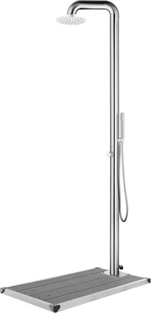vidaXL Gartendusche aus Edelstahl mit grauer Bodenplatte, Höhe: 230 cm - Bild 1
