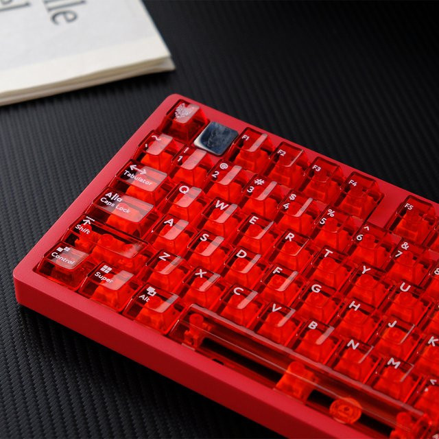 Aifei Keycap Set Transparent Cherry Profile mit 114 Tasten für Cherry MX Switches, PC, Farben: Transparent, Schwarz, Rot - Bild 1