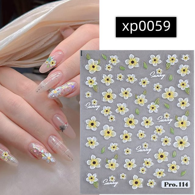 Misscheering Nagelaufkleber, Gänseblümchen, Gelb, 5D - Bild 1