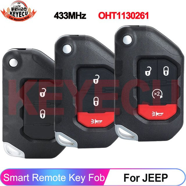 KEYECU Smart 4A Chip 433MHz Fernbedienungsschlüssel OHT1130261 68416782AA in Schwarz für Jeep Wrangler Gladiator - Bild 1