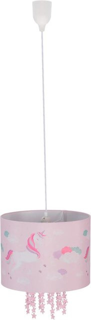 Relaxdays Hängelampe für Kinderzimmer aus Kunststoff in Rosa, höhenverstellbar, Durchmesser: 35 cm, Höhe: 158 cm - Bild 1