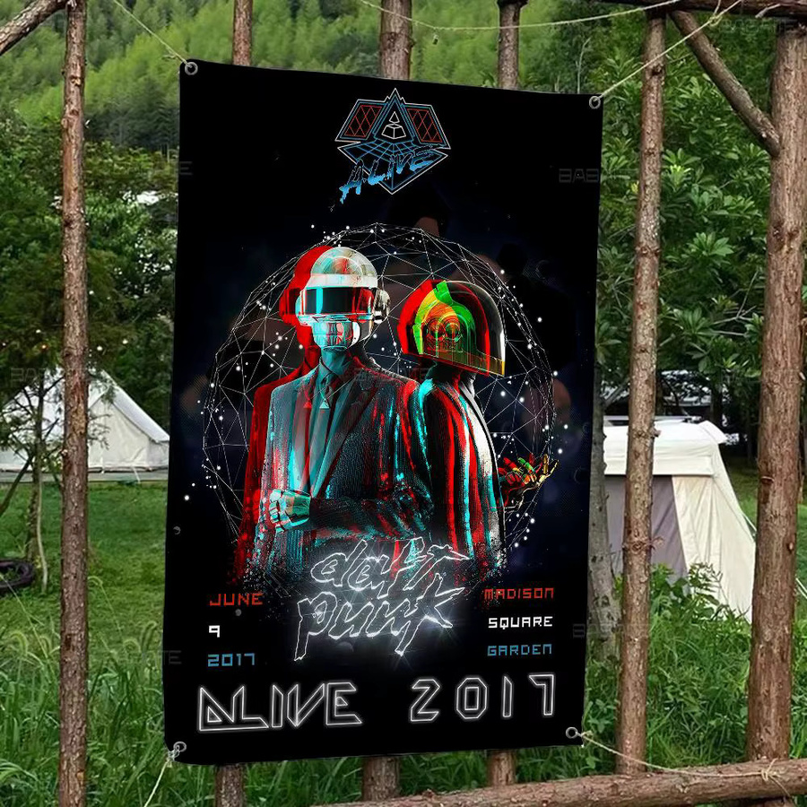 Potdemiel Vintage Banner Around The World Daft Punk Campingdekoration Mehrfarbig B: 50 cm, H: 50 cm - Bild 2