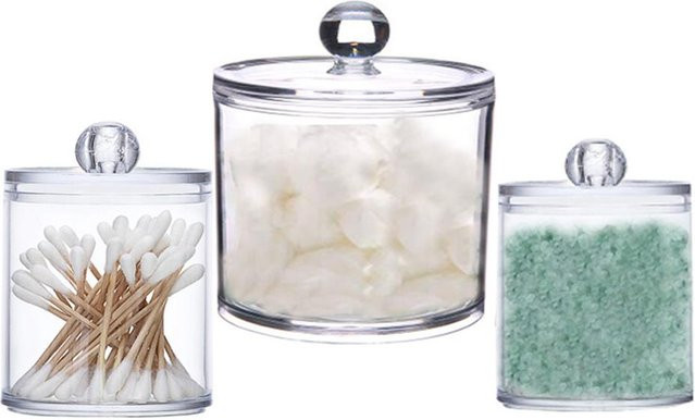 CosyHome Wattestäbchen Behälter Organizer, 3 Stück, Transparent - Bild 1