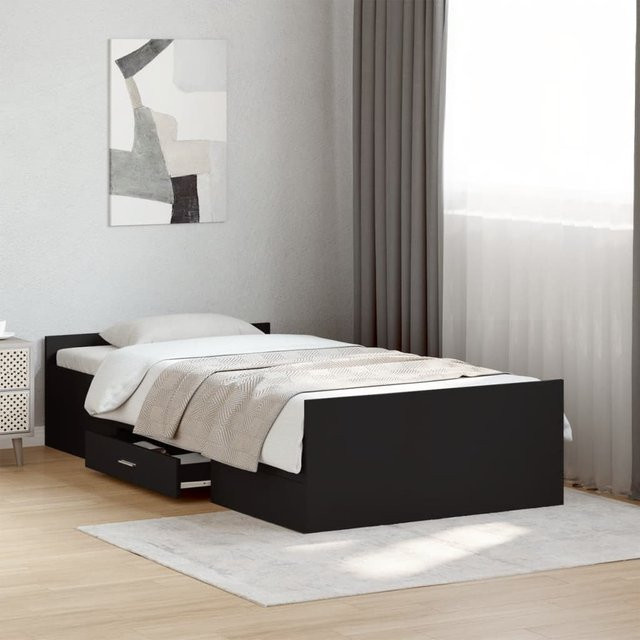 vidaXL Bettgestell mit Schubladen Schwarz aus Holzwerkstoff modern B/T/H: 80-90 x 190/200 cm - Bild 3