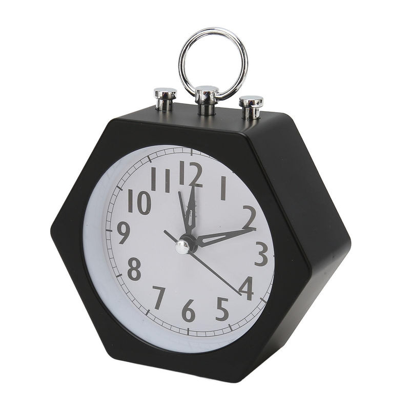 Tooarts Polygon Wecker Analog aus Metall in Schwarz, minimalistisches und geometrisches Design, B/T/H: 11,3 x 11,3 x 11,3 cm - Bild 3