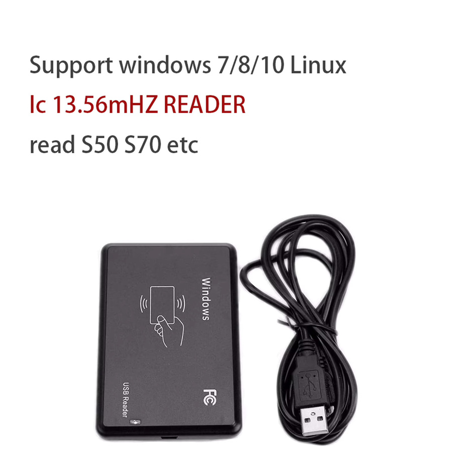 VODOOL Dual-Frequenz RFID-Kartenleser mit USB-C-Anschluss für 13,56 MHz und 125 kHz sowie NFC in Schwarz - Bild 4