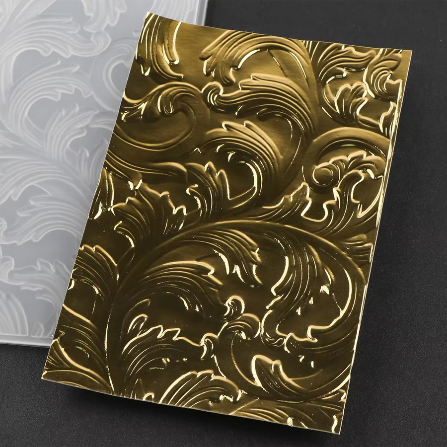 Snowy Forest 3D-Prägeordner mit elegantem Textur-Muster in Gold für die Papierkartenherstellung - Bild 2