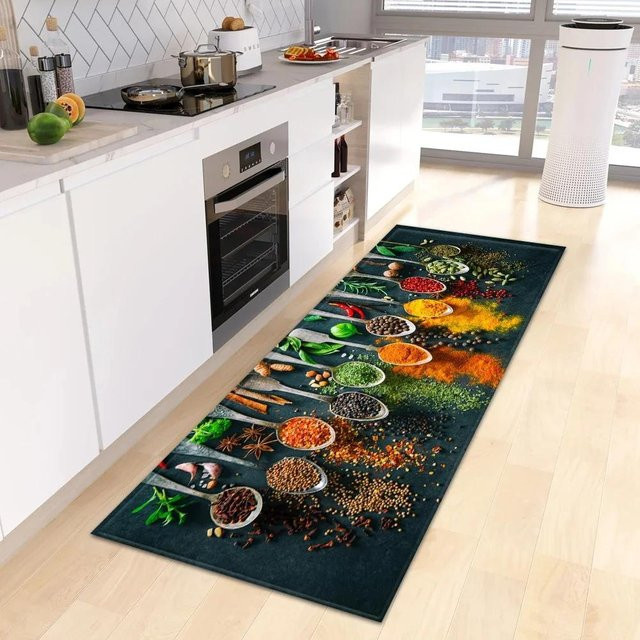 Lodestar Küchenläufer mit Essensmuster, rutschfest und wasserdicht, Mehrfarbig, B/T: 60 x 40 cm - Bild 1