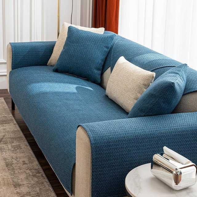 Rutschfestes Chenille-Sofakissen von Your Warm Home in Blau, B/B: 70 x 70 cm - Bild 1