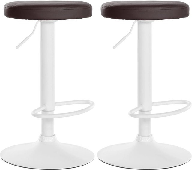 DELUKE 2er Set Barhocker KAZON aus Kunstleder in Braun mit weißem Fuß, höhenverstellbar und drehbar, B/T/H: 38,5 x 38,5 x 60 cm - Bild 1