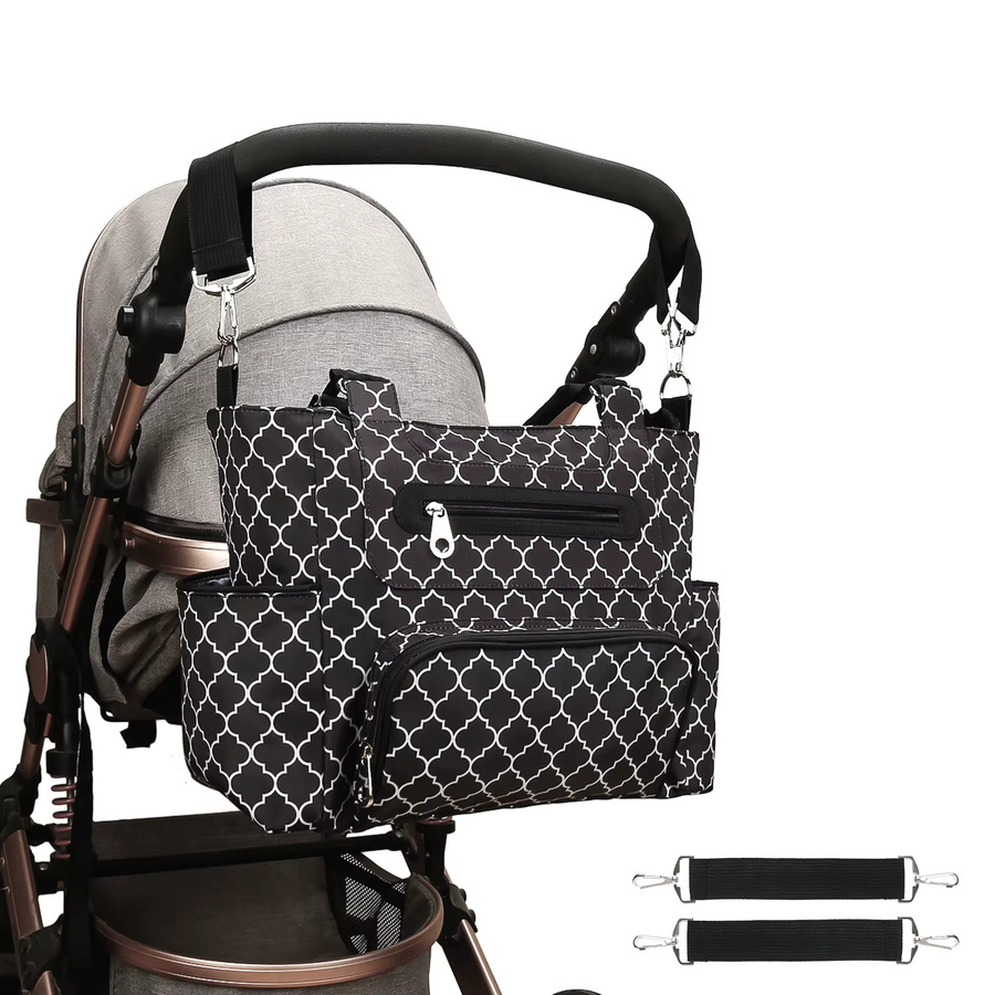 Aboutbaby Wickeltasche Set mit Wickelunterlage, 7-teiliges Set für Neugeborene, Schwarz - Bild 2