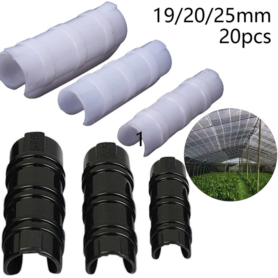 20er Set Gewächshaus Film Clips aus schwarzem ABS zur Befestigung von Folien an Rohrrahmen, Durchmesser: 19 mm, 20 mm und 25 mm - Bild 2