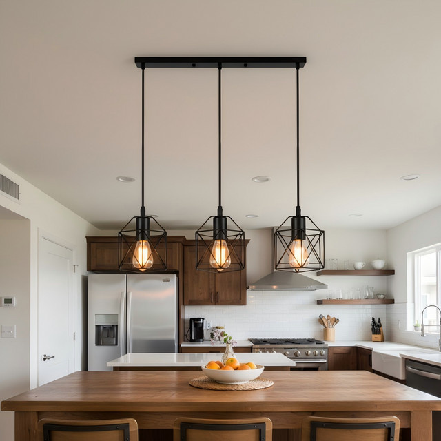 OSABO LED Pendelleuchte im Vintage-Stil aus Metall in Schwarz für Küche, Esszimmer und Wohnzimmer - Bild 1